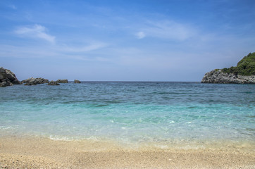 Fototapeta na wymiar Beautiful beach scene - Sarakiniko Beach near Parga, Greece