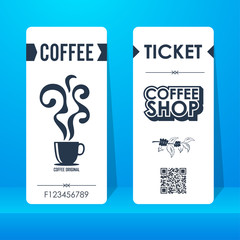 Coffee shop ticket. Element template vintage vertical for graphics design . Vector illustration.