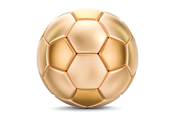 Golden soccer ball, 3D rendering