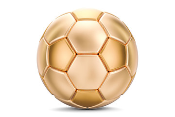 Fototapeta premium Golden soccer ball, 3D rendering