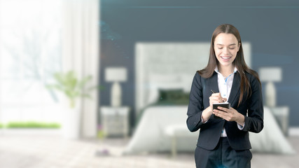 Young Business woman over interior background