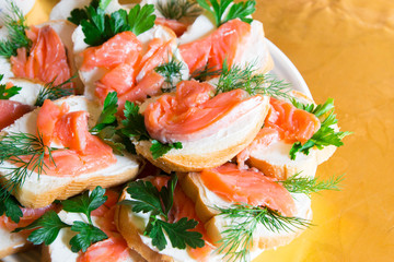 Sandwiches with red fish