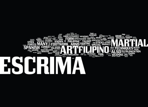ESCRIMA THE FILIPINO MARTIAL ART Text Background Word Cloud Concept