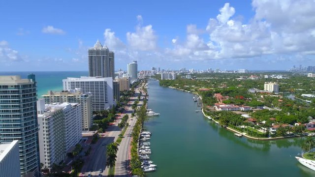 Aerial drone video Miami Beach Condominiums 4k 24p