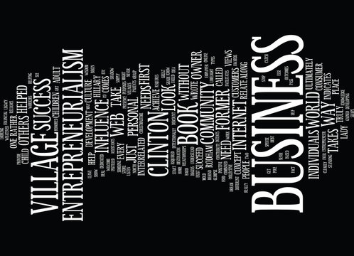 ENTREPRENEURIALISM TAKES A VILLAGE Text Background Word Cloud Concept
