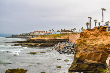 Cliffs along the coastline of San Diego, California