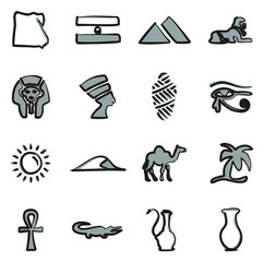 Egypt Icons Freehand 2 Color