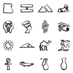 Fototapeta premium Egypt Icons Freehand 