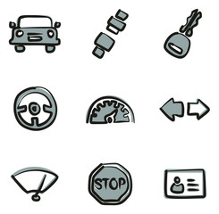 Driving School Icons Freehand 2 Color