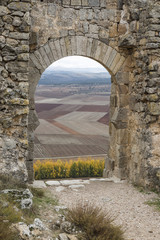 a view from the castle of the Gormaz fields in Autumn, province of Soria, Spain