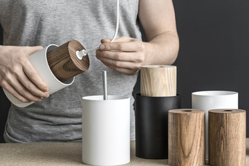 Assembling of lamp in workshop