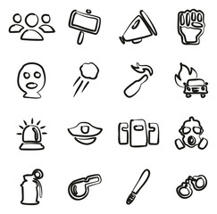 Demonstration Or Protest Icons Freehand