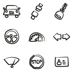 Driving School Icons Freehand