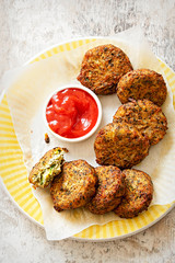 Courgette fritters with ricotta, mint and lemon 