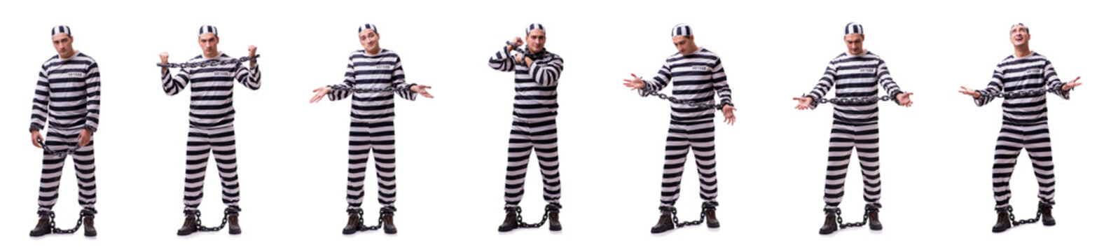 Man prisoner isolated on white background
