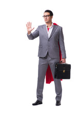 Superhero businessman isolated on white background