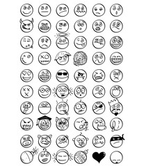 Set of Cartoon Hand Drawn Smiley Faces