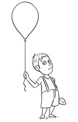 Cartoon Illustration of Boy with inflatable air ball balloon