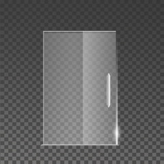 Transparent glass door isolated on transparent background., vector illustration.