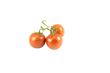 Three tomatoes on white background