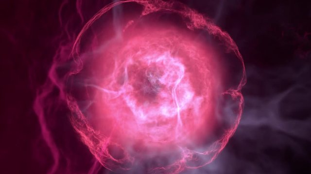 Fly through elementary particle / fly through star / fly through fractal matter. Separated on pure black background.