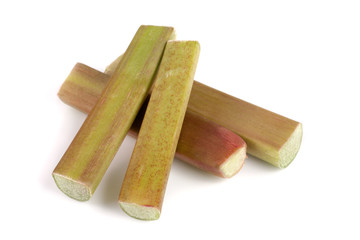 rhubarb stem isolated on white background cutout