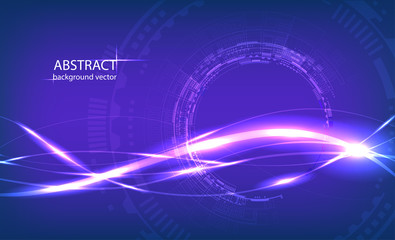Abstract circle technology blue Background. Digital network and hightech concept. On White Background With Sample Text Area.