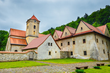 Naklejka na ściany i meble Famous Red Monastery called Cerveny Klastor in Pieniny mountains, Slovakia