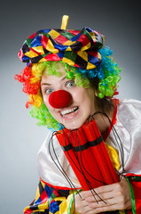 Funny clown in comical concept