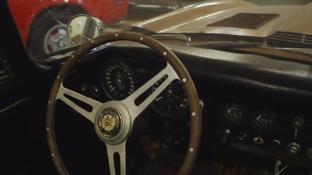 Dashboard of the Classic Jaguar E-type Car. Car Ready to Restore