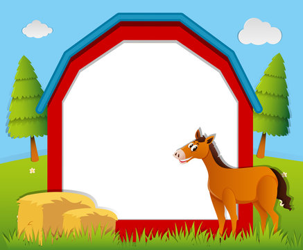 Border template with brown horse