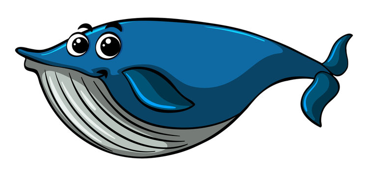Blue whale with happy face