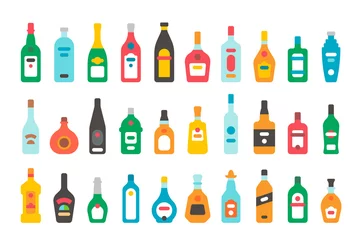 Foto op Plexiglas Flat design alcohol bottles set © narak0rn