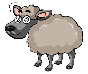 Sheep with dizzy face