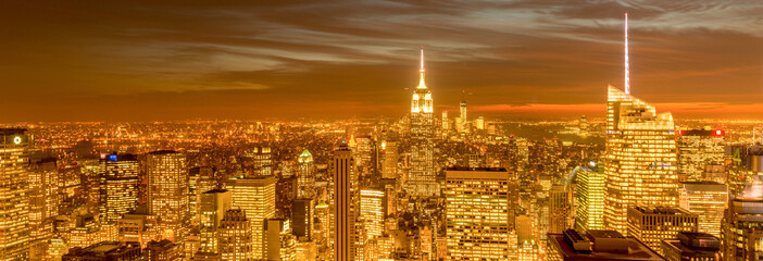 View of New York Manhattan during sunset hours