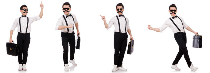 Fototapeta premium Young man with briefcase isolated on white