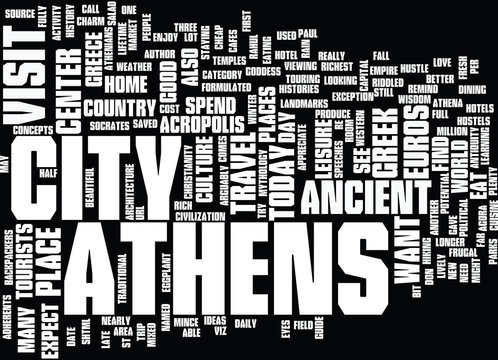 ATHENS HOTEL GUIDE Text Background Word Cloud Concept