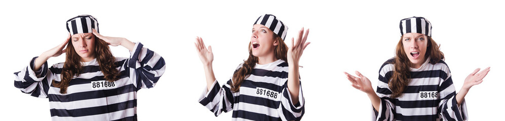 Convict criminal in striped uniform