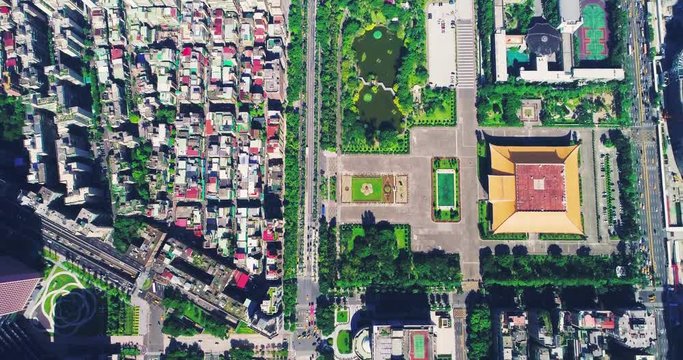Aerial shot of National Dr. Sun Yat-sen Memorial Hall, Taipei, Taiwan