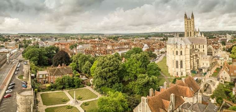 Canterbury aerial view from drone in summer, Kent