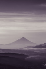 Fototapeta premium Mountain Fuji with morning mist in spring season