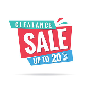 Vol. 3 Clearance Sale blue green red 20 percent heading design for banner or poster. Sale and Discounts Concept. Vector illustration.