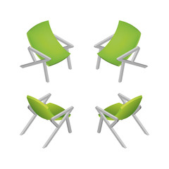 Isometric Modern Green Office Chair. Vector illustration.