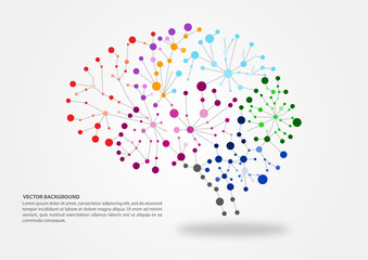 Colorful brain mapping concept in vector illustration - obrazy, fototapety, plakaty