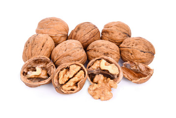 Walnuts isolated on white background