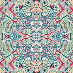 Tribal vintage hand drawn seamless pattern in boho style