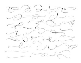 Foto op Plexiglas Set of custom decorative swashes and swirls, white on black. Great for wedding invitations, cards, banners, page decoration. © Olga Prozorova