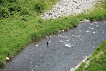 Fishing in the Tama river Tokyo