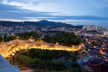 Night view of Naksan park, Seoul.