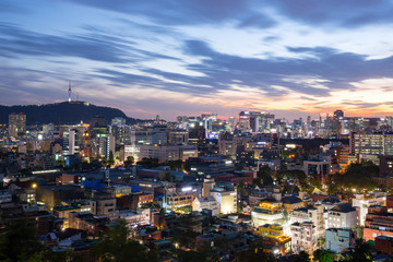 Sunset in Seoul city.